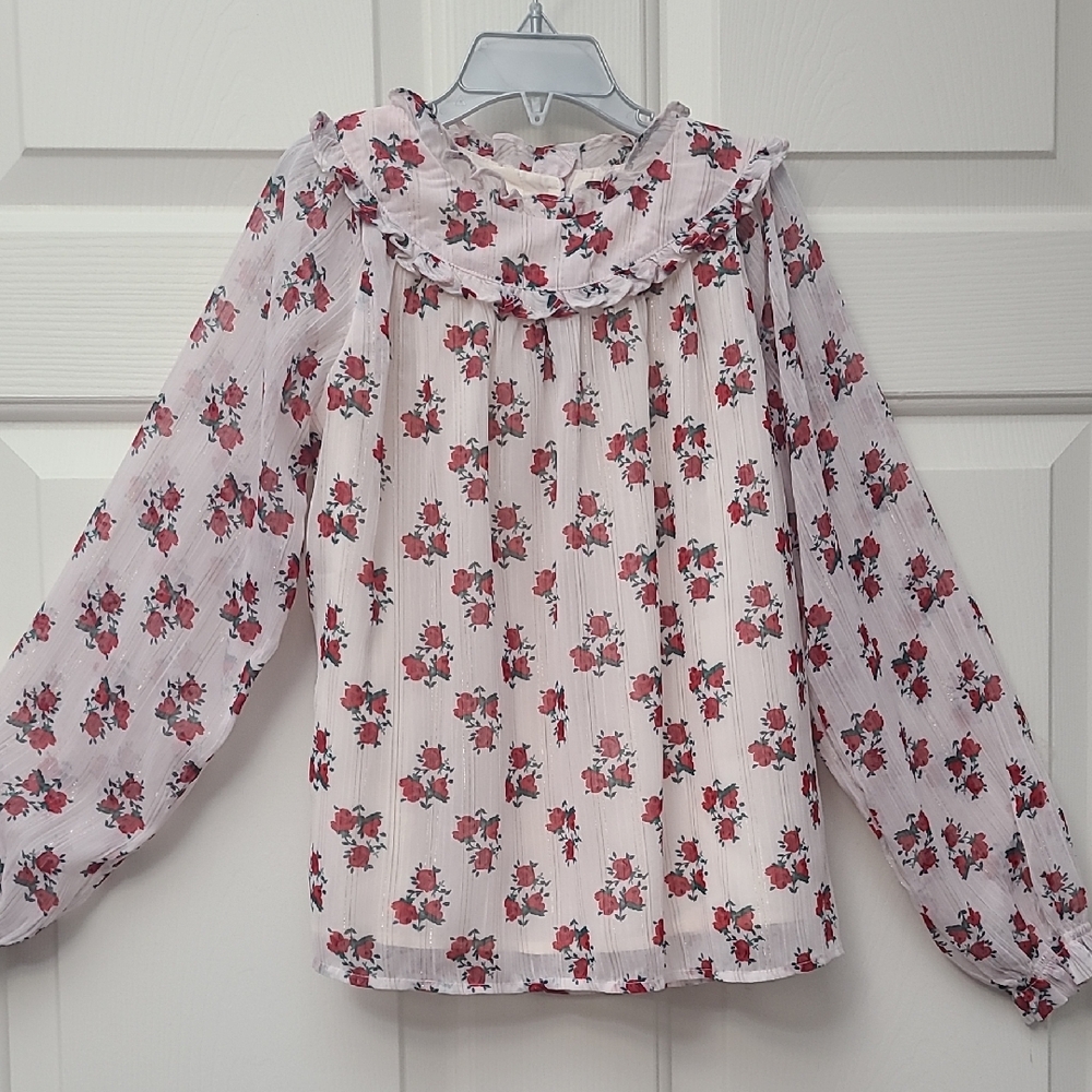 Janie and Jack Floral Blouse - Pink and Red